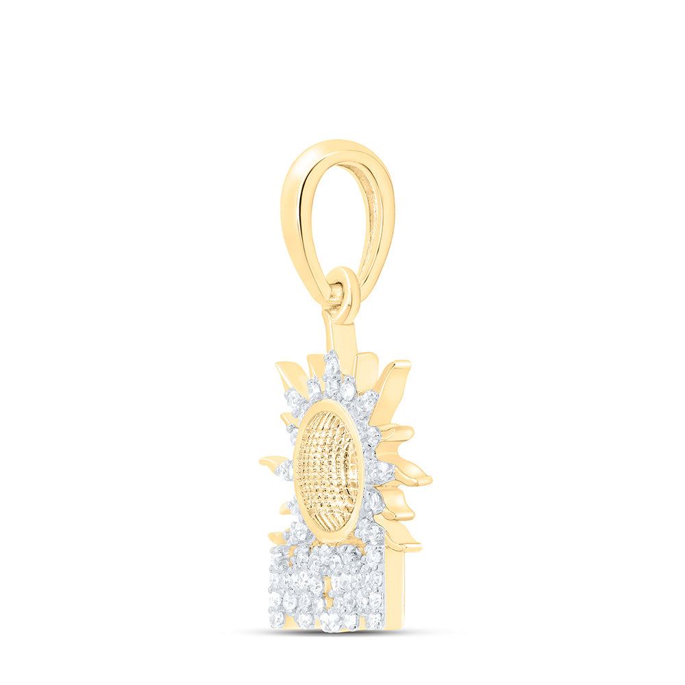 10K Yellow Gold 1/6 Cttw Natural Diamond Gift "Mom" Pendant