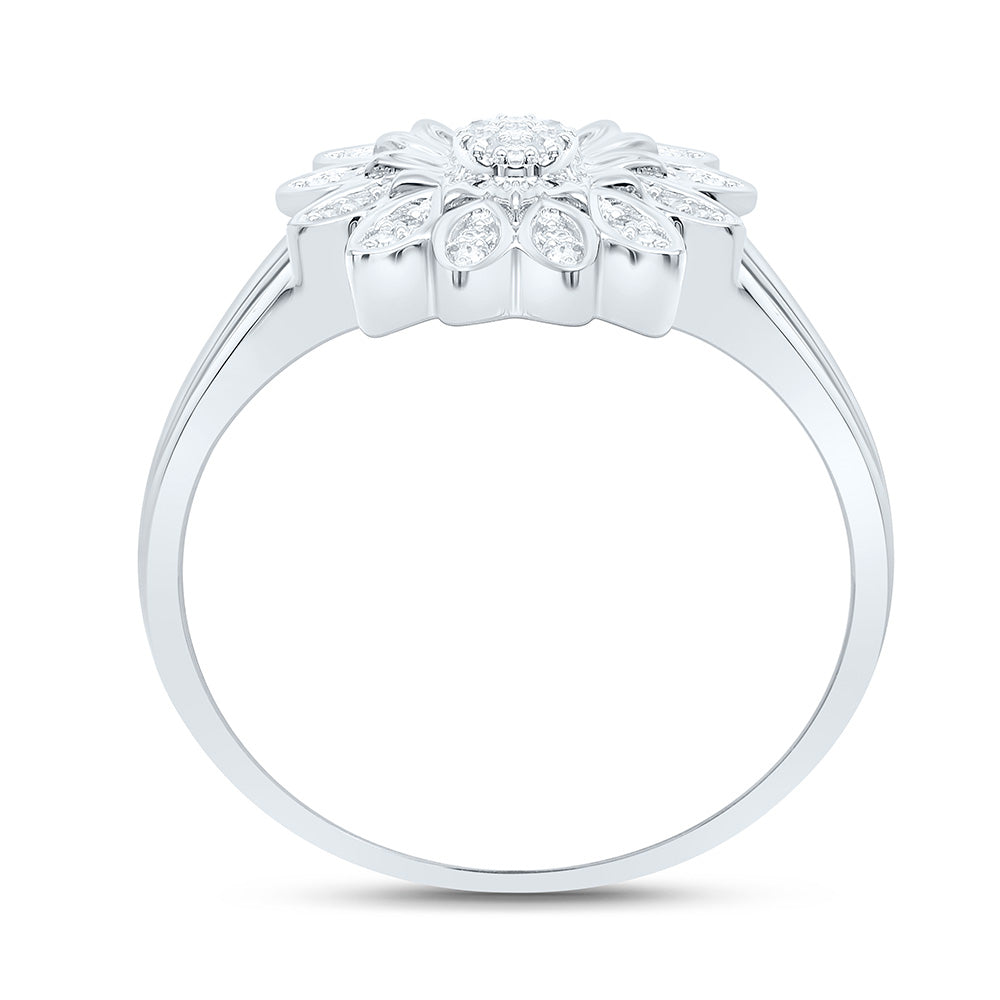 10K Yellow Or White Gold 1/10Cttw Natural Diamond Gift Flower Ring