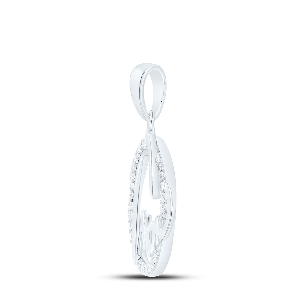 10K Yellow Or White Gold 1/6Cttw Natural Diamond Gift Heart "Mom" Pendant