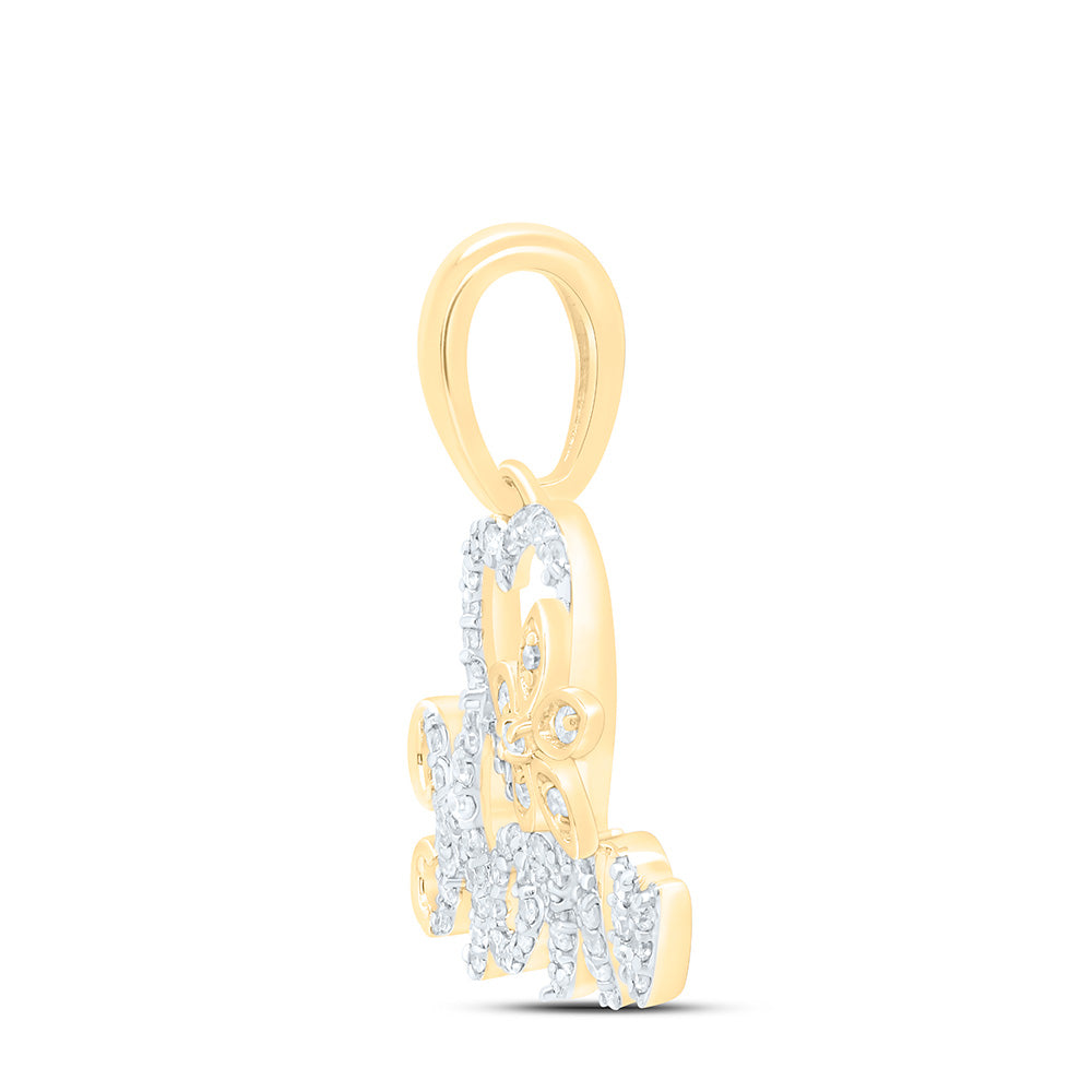 10K Yellow Gold 1/5Cttw Natural Diamond Gift Heart "Mom" Pendant