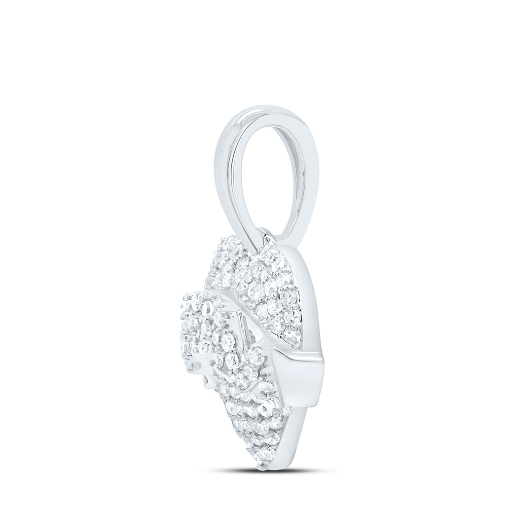 10K Yellow Or White Gold 1/3Cttw Natural Diamond Gift "Mom" Heart Pendant