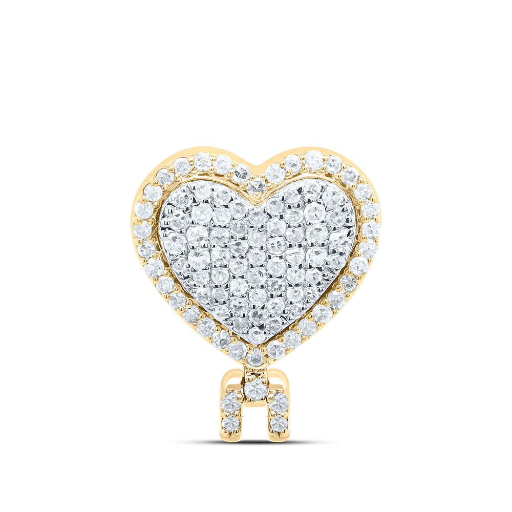 10K Yellow Gold 1/4Cttw Natural Diamond Heart Bail