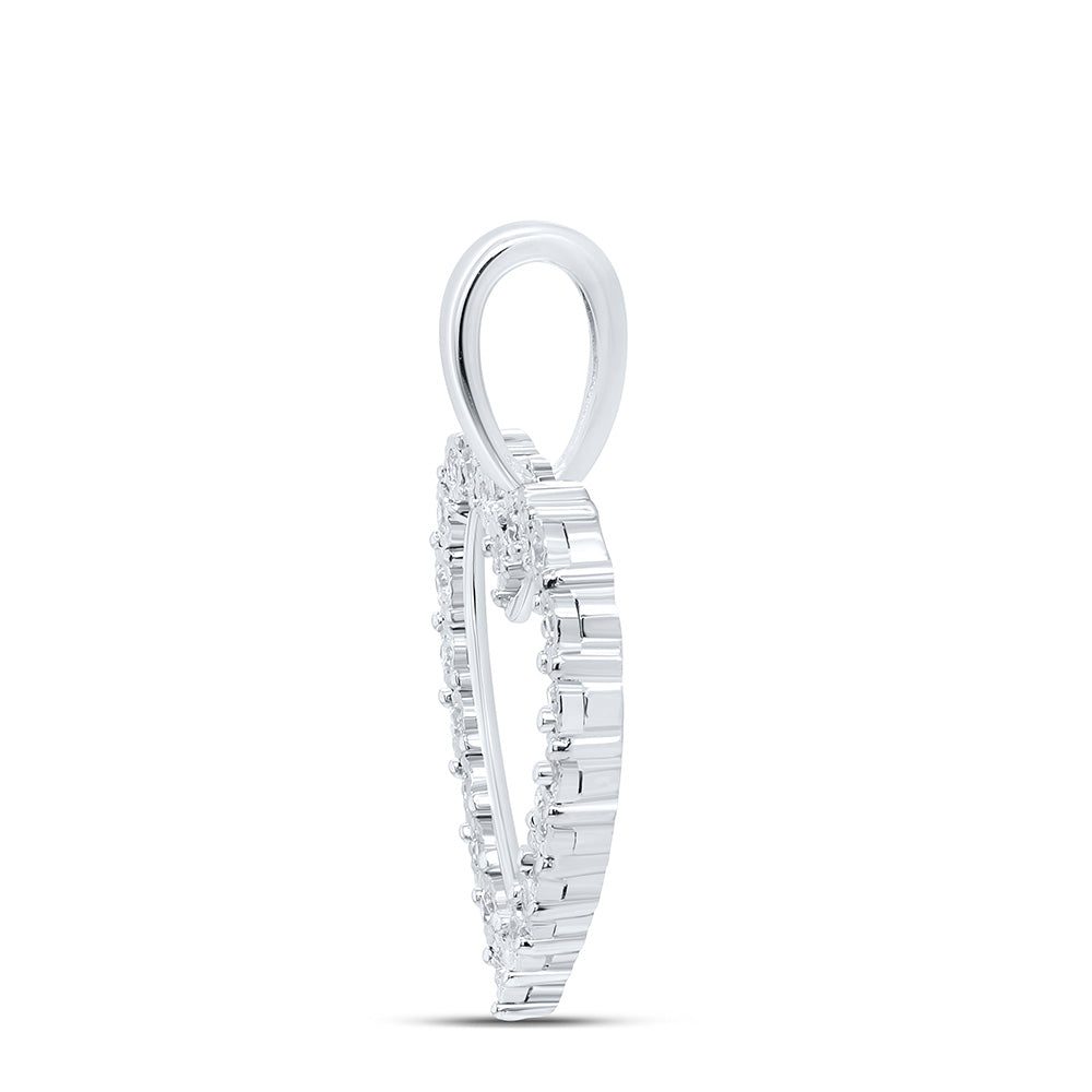Sterling Silver 1/10 Cttw Natural Diamond Heart Fanuk Pendant