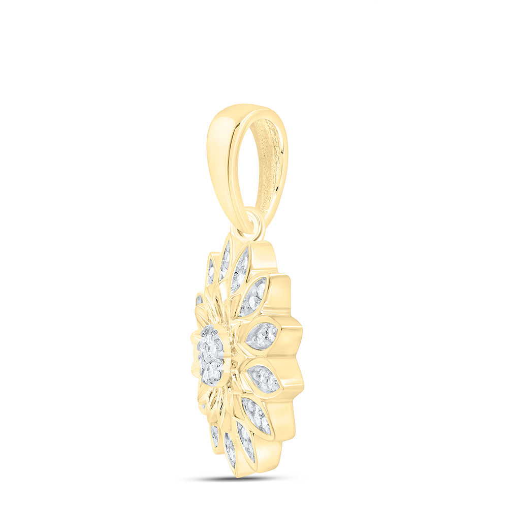 10K Yellow Or White Gold 1/10Cttw Natural Diamond Gift Flower Pendant