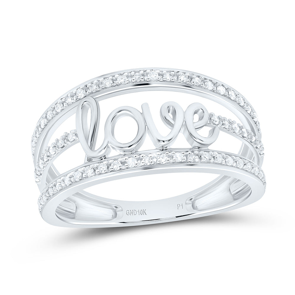 10K White Gold 1/5Cttw Natural Diamond Gift Love Ring