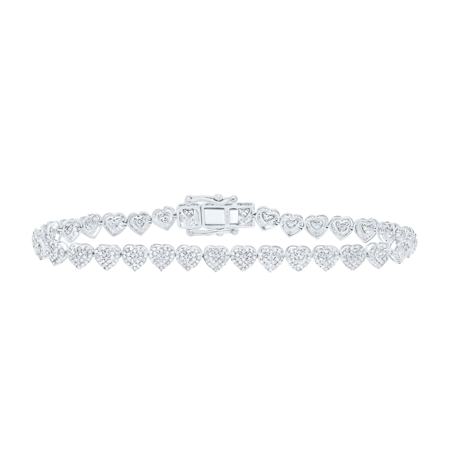 10K Yellow Gold 2 1/3Cttw Natural Diamond Fashion (6.10Mm) Heart Bracelet (7 Inch)