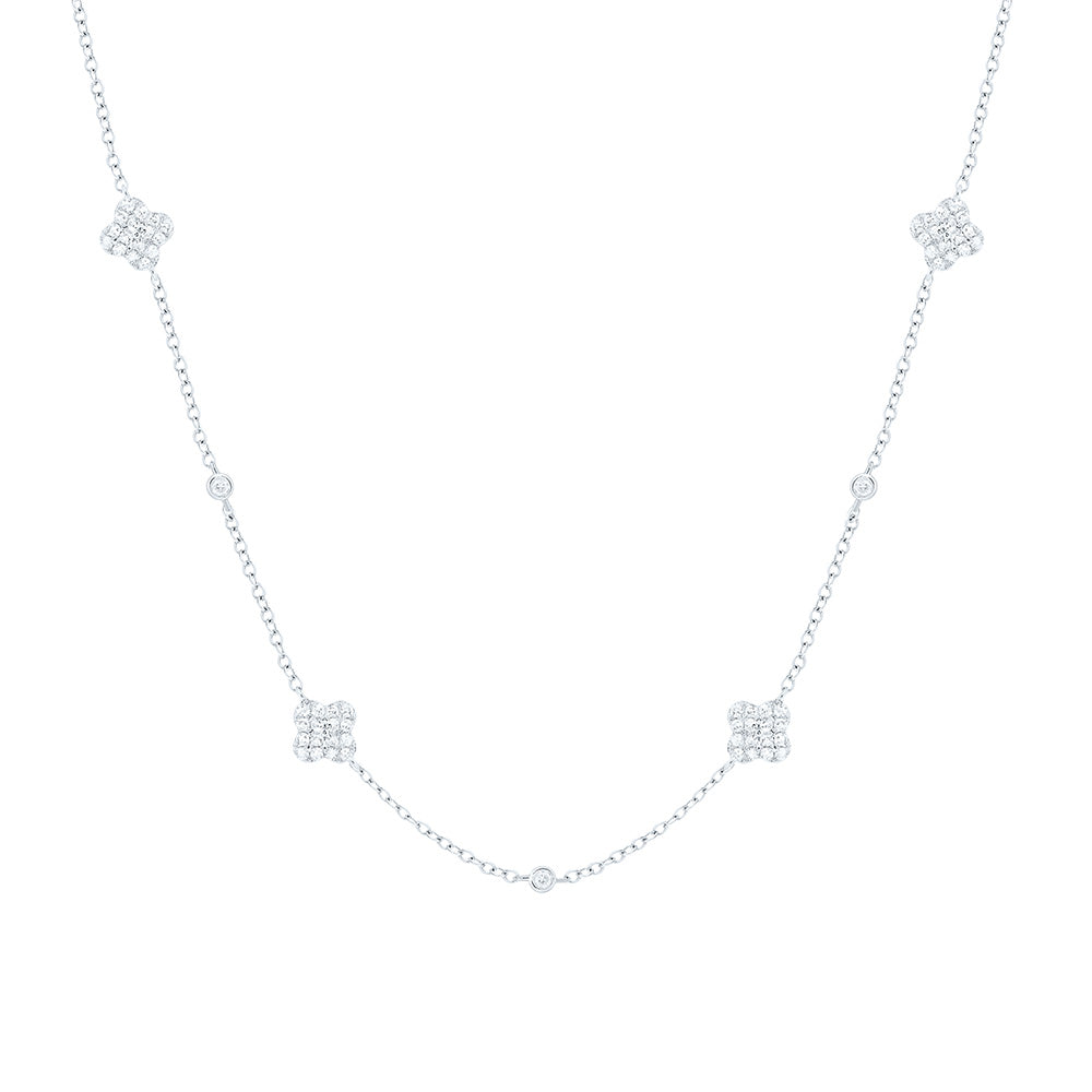 10K Yellow Or White Gold 1/3Cttw Natural Diamond Cn Fashion Clover Necklace (18 Inch)