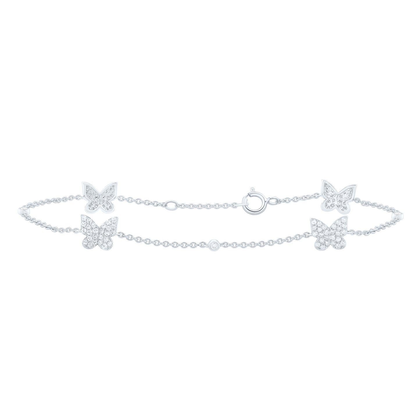 14K Yellow Or White Gold 1/2Cttw Natural Diamond Cn Fashion Butterfly Bracelet (7 Inch)