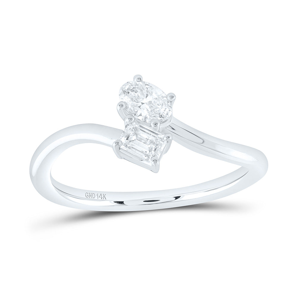 14K Yellow Or White Gold 1/4Cttw Natural Diamond I1-Ij Fashion Emerald Oval Ring