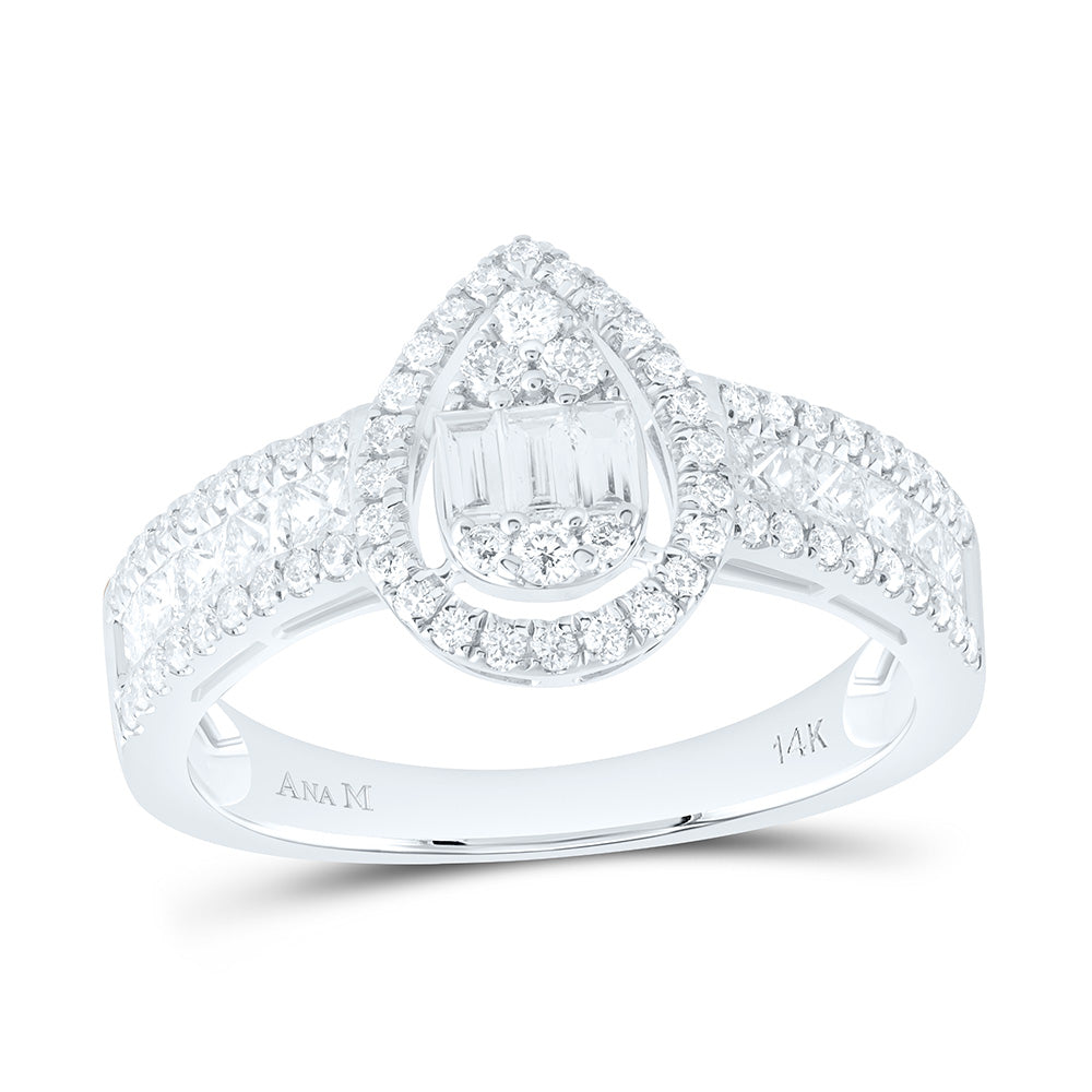 14K Yellow Or White Gold 1Cttw Natural Diamond Fashion Pear Ring
