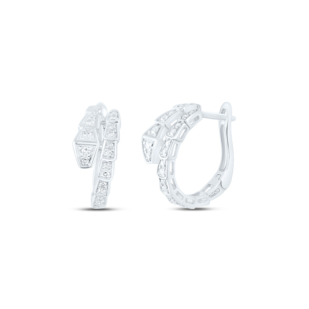 14K Yellow Or White Gold 1/3Cttw Natural Diamond Fashion Snake Hoop Earring