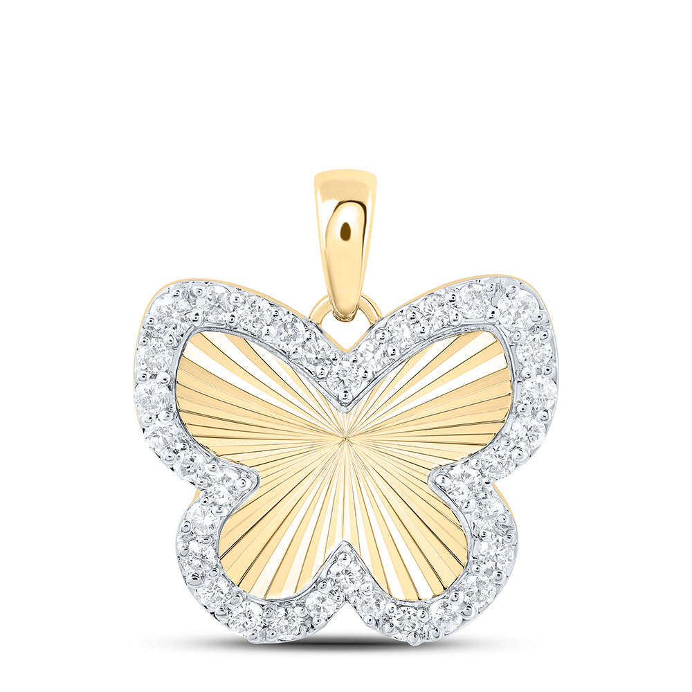 10K Yellow Gold 1/4Cttw Natural Diamond Fashion Butterfly Pendant