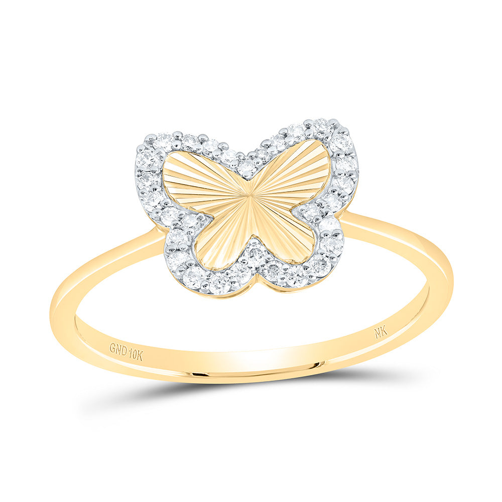 10K Yellow Gold 1/5Cttw Natural Diamond Fashion Butterfly Ring