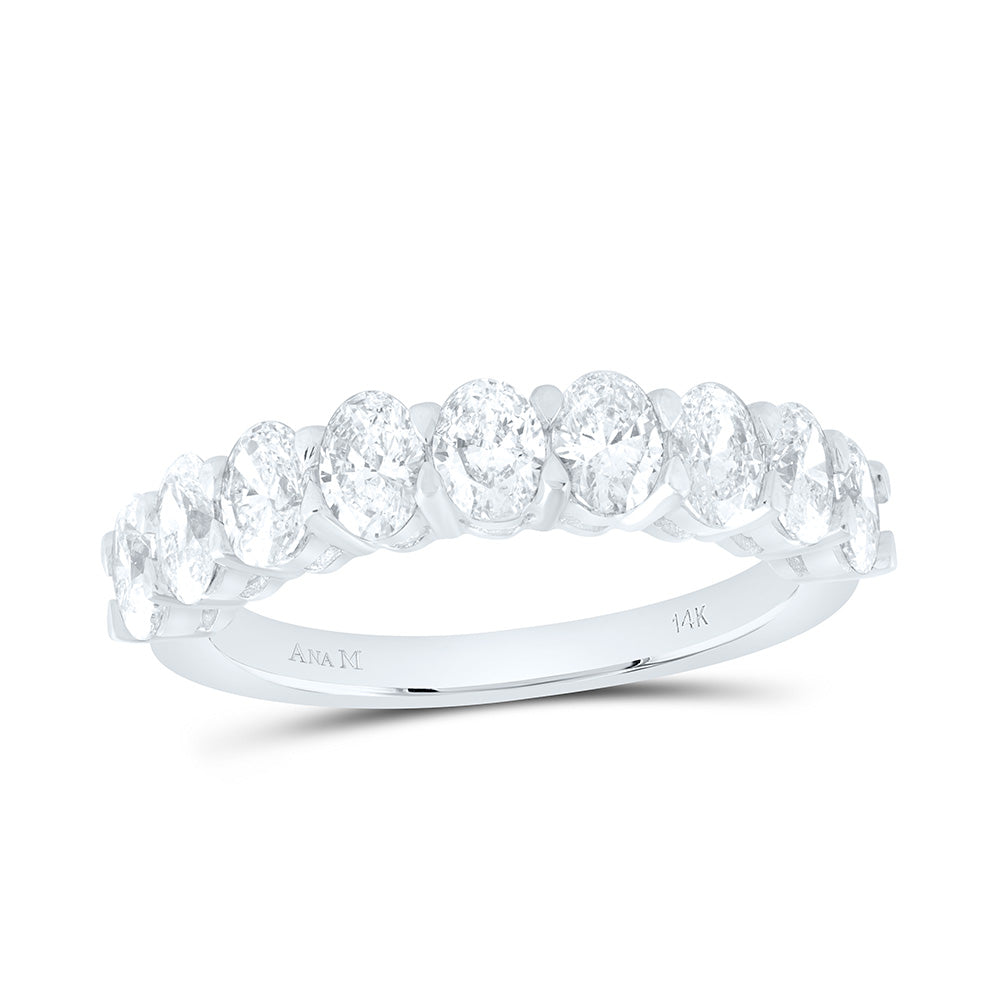 14K White Gold 1 3/4Cttw Natural Diamond Ana M Fashion Oval Band