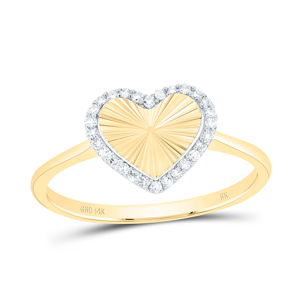 14K Yellow Gold 1/10Cttw Natural Diamond Gift Heart Ring