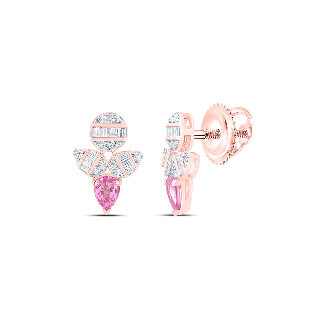 14K Yellow Or White Or Rose Gold 1/5Cttw Natural Diamond Pear Gem Earring