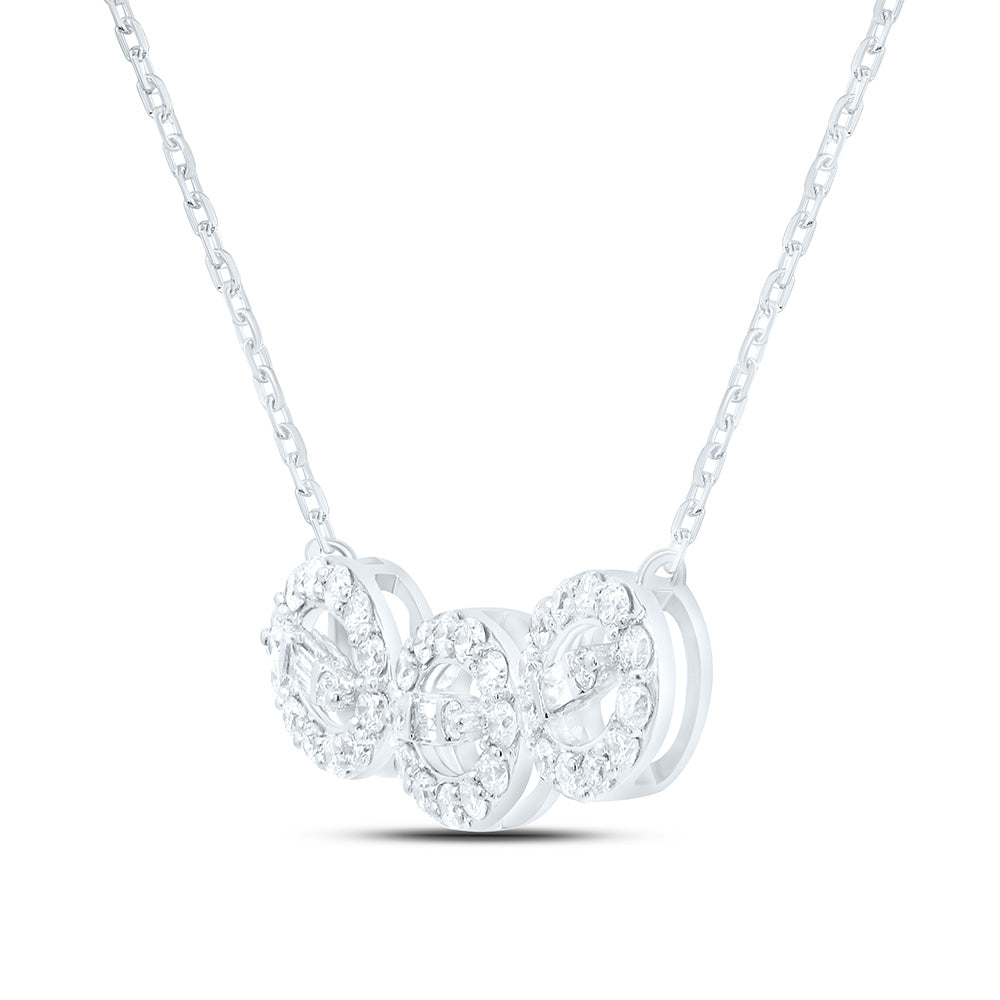 14K White Gold 1/4Cttw Natural Diamond Ana M Fashion Necklace (18 Inch)