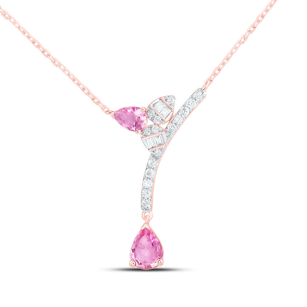 14K Yellow Or White Or Rose Gold 1/8Cttw Natural Diamond Pear Gem Pear Necklace (18 Inch)