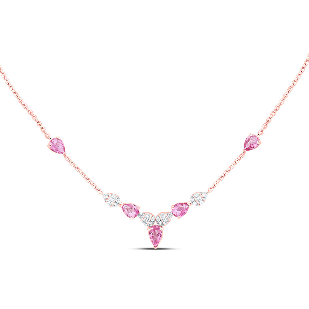 14K Yellow Or White Gold 1/10Cttw Natural Diamond Pear Gem Necklace (18 Inch)