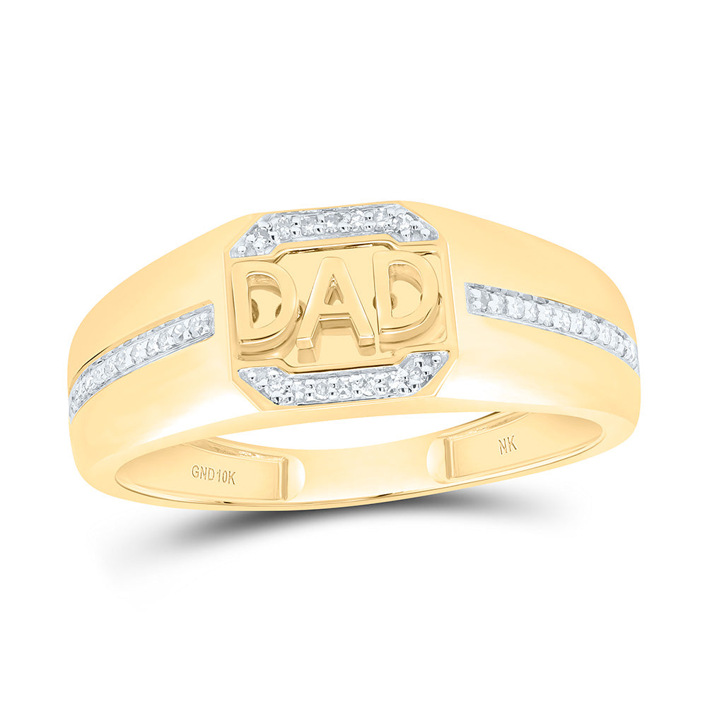 10K Yellow Gold 1/8Cttw Natural Diamond "Dad" Mens Ring