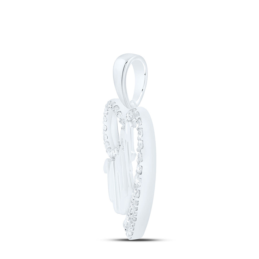 10K White Gold 1/5Cttw Natural Diamond Gift Mom Heart Inifinity Pendant