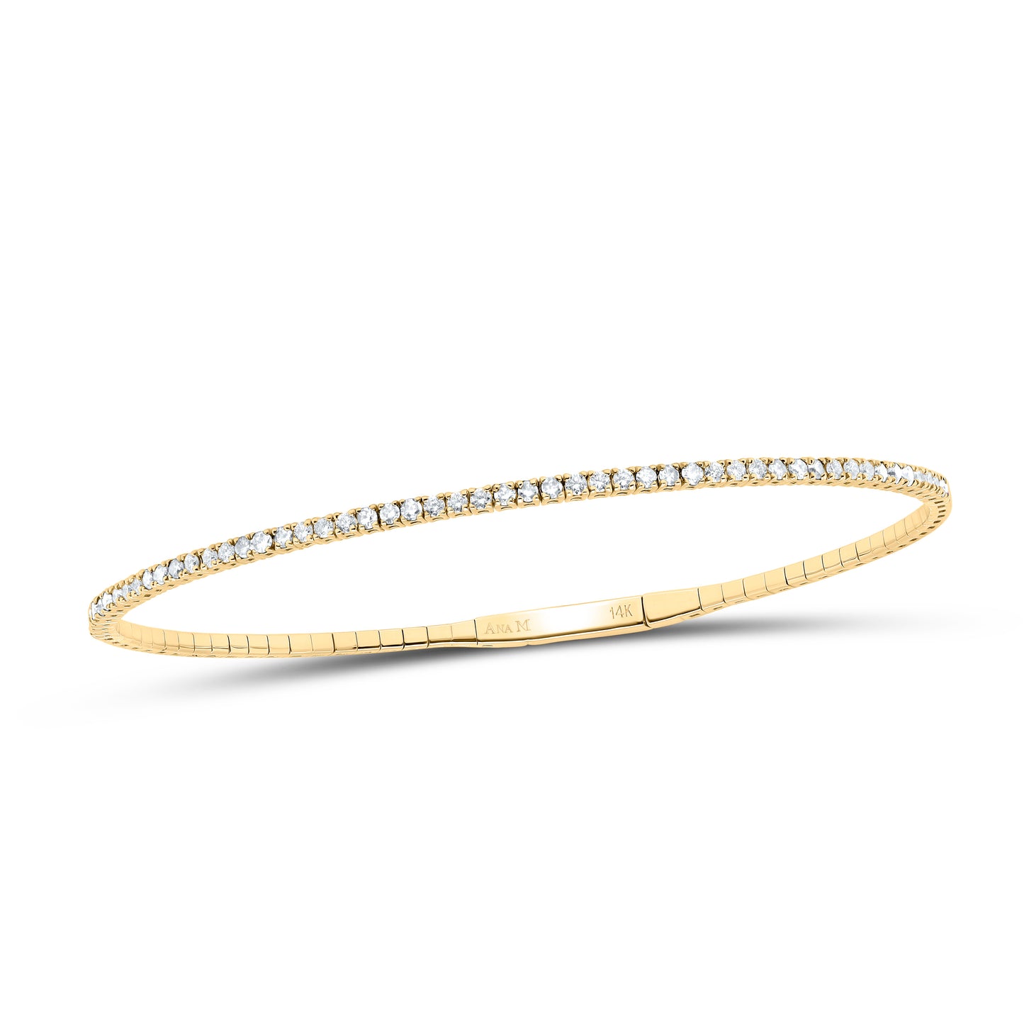 14K Yellow Or Rose Gold 3/4Cttw Natural Diamond Fashion Tennis Bangle (60X50Mm)