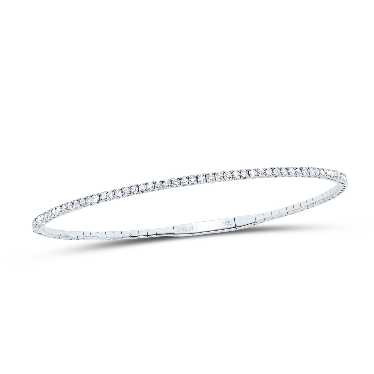 14K White Gold 3/4Ctw Natural Diamond Ana M Fashion Tennis Bangle (60X50Mm)