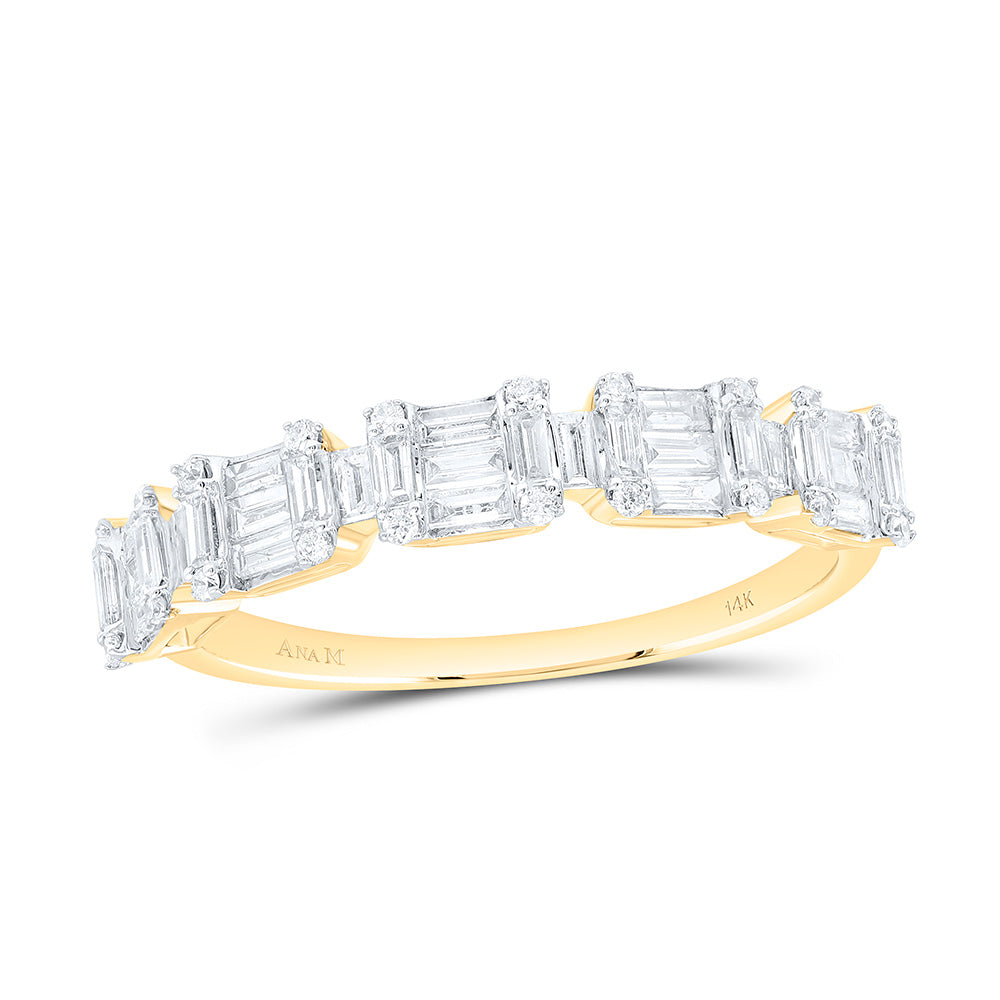 14K Yellow Or White Gold 1/2Cttw Natural Diamond Fashion Emerald Band
