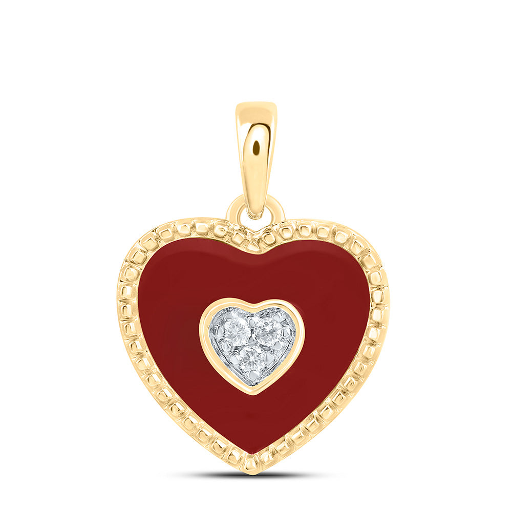 10K Yellow Gold 0.03Cttw Natural Diamond Gift Heart Pendant