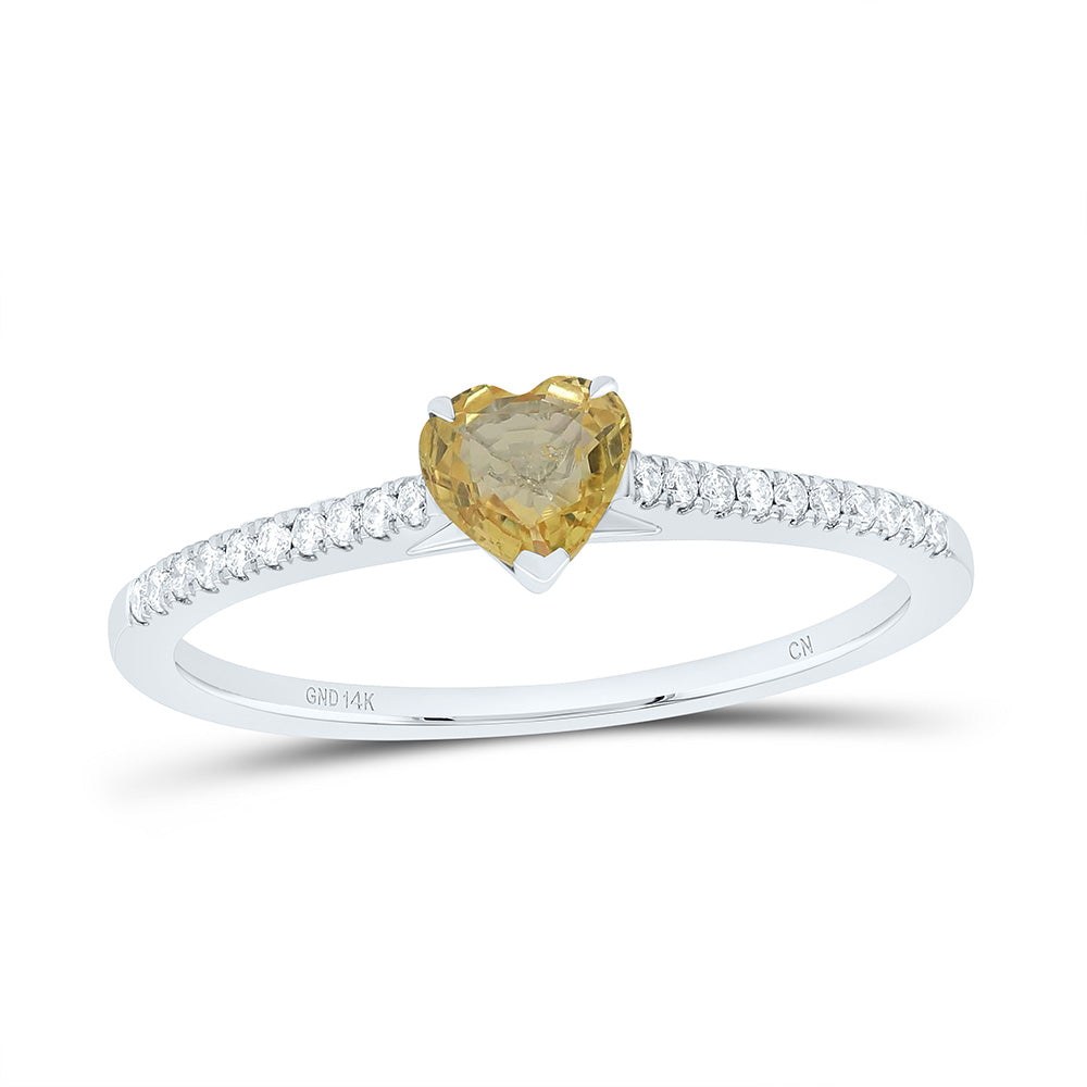 14K Yellow Or White Or Rose Gold 1/10Cttw Natural Diamond Cn 4.5Mm Heart Ring
