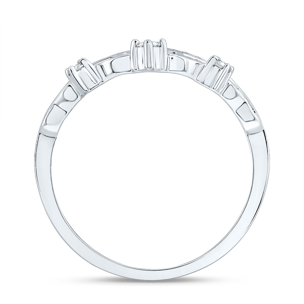 10K Yellow Or White Gold 1/5Cttw Natural Diamond Fashion Heart Crown Ring