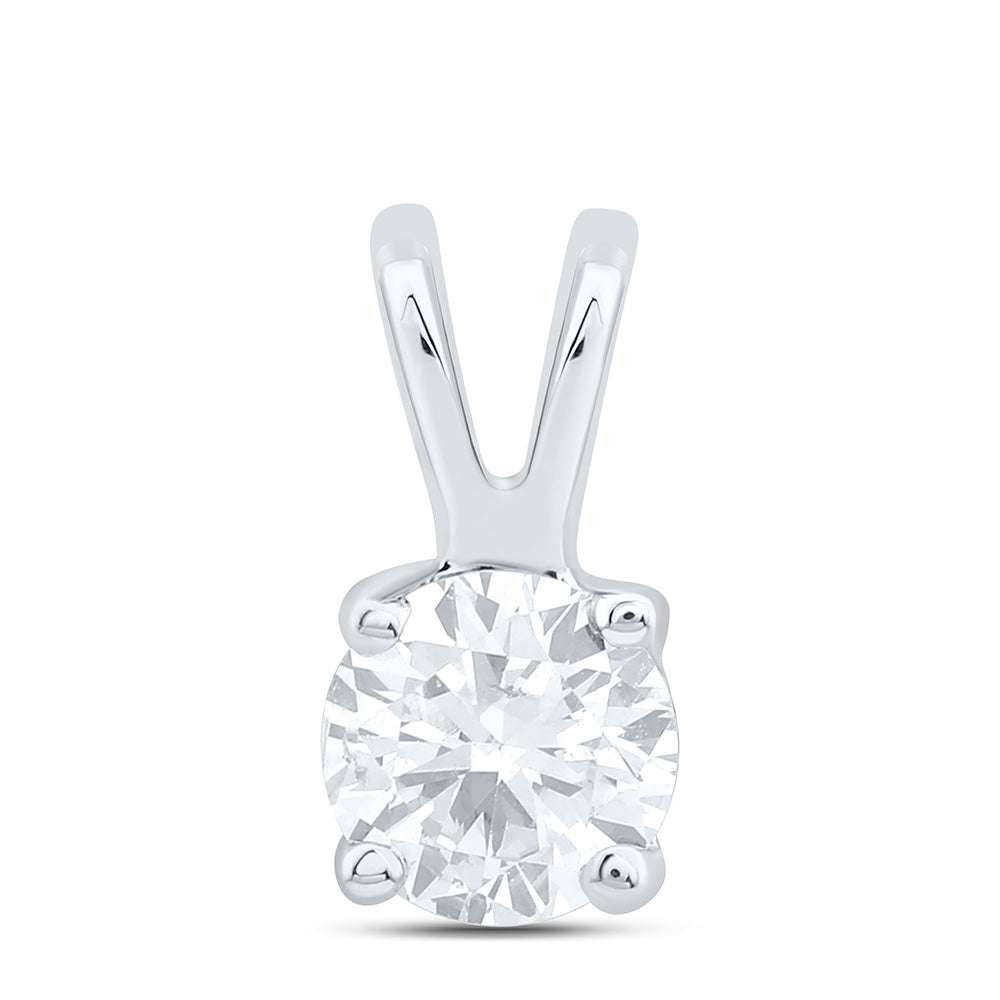 14K Yellow Or White Gold 1/5Cttw Natural Diamond I1 Ij Round Solitaire Pendant