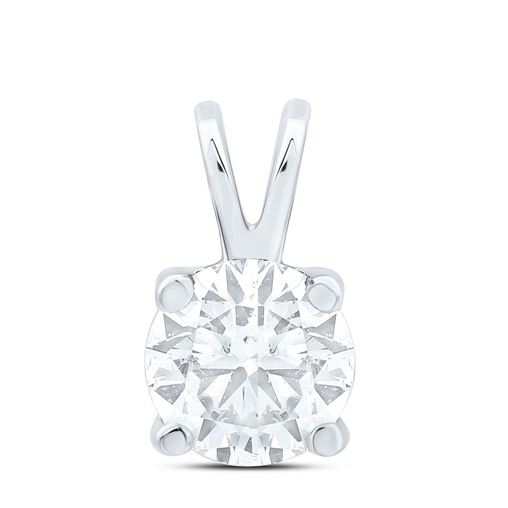 14K Yellow Or White Gold 1/2Cttw Natural Diamond I1 Ij Round Solitaire Pendant
