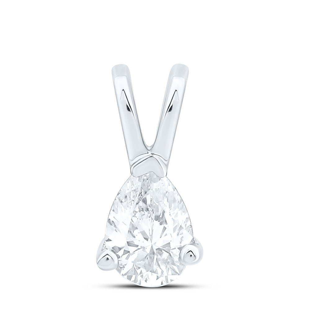 14K Yellow Or White Gold 1/5Cttw Natural Diamond I1 Ij Pear Solitaire Pendant