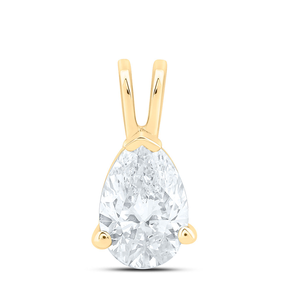 14K Yellow Or White Gold 1/2Cttw Natural Diamond I1 Ij Pear Solitaire Pendant