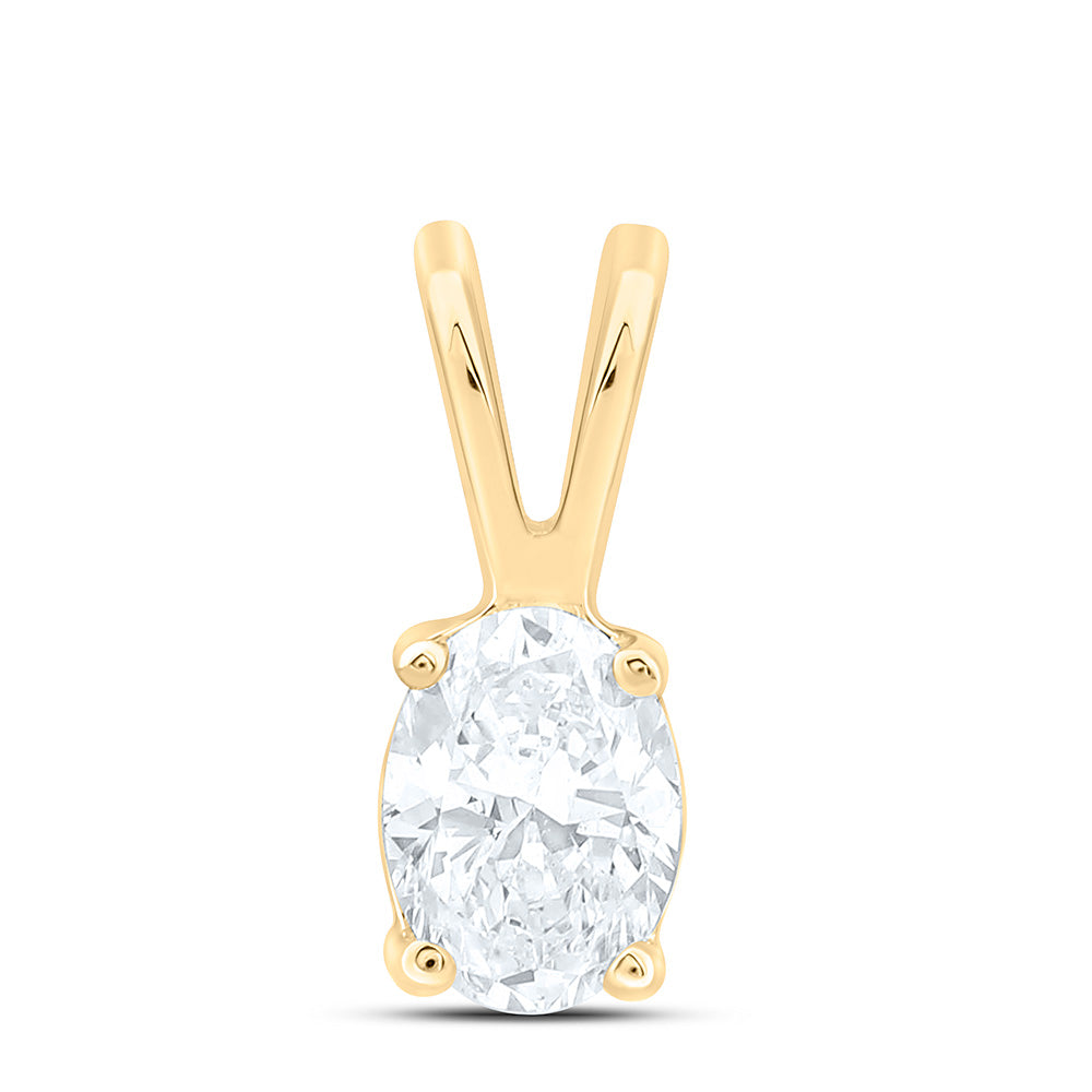 14K Yellow Or White Gold 1/5Cttw Natural Diamond I1 Ij Oval Solitaire Pendant
