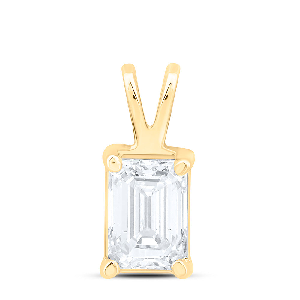 14K Yellow Or White Gold 1/2Cttw Natural Diamond I1 Ij Emerald Solitaire Pendant