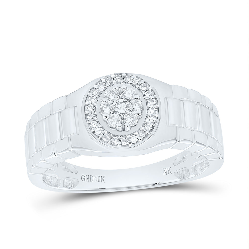 10K Yellow Or White Gold 1/4Cttw Natural Diamond Mens Ring