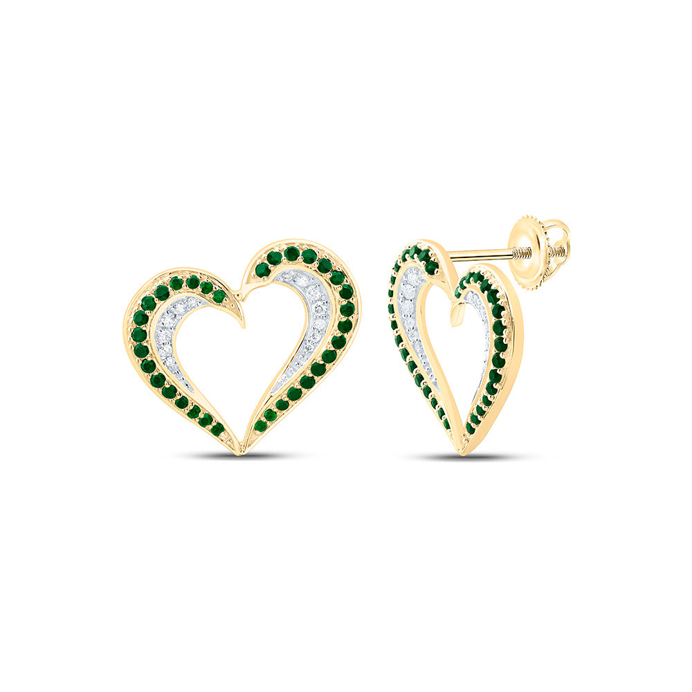 14K Yellow Or White Gold 1/6Cttw Natural Diamond Round Gem Heart Earring