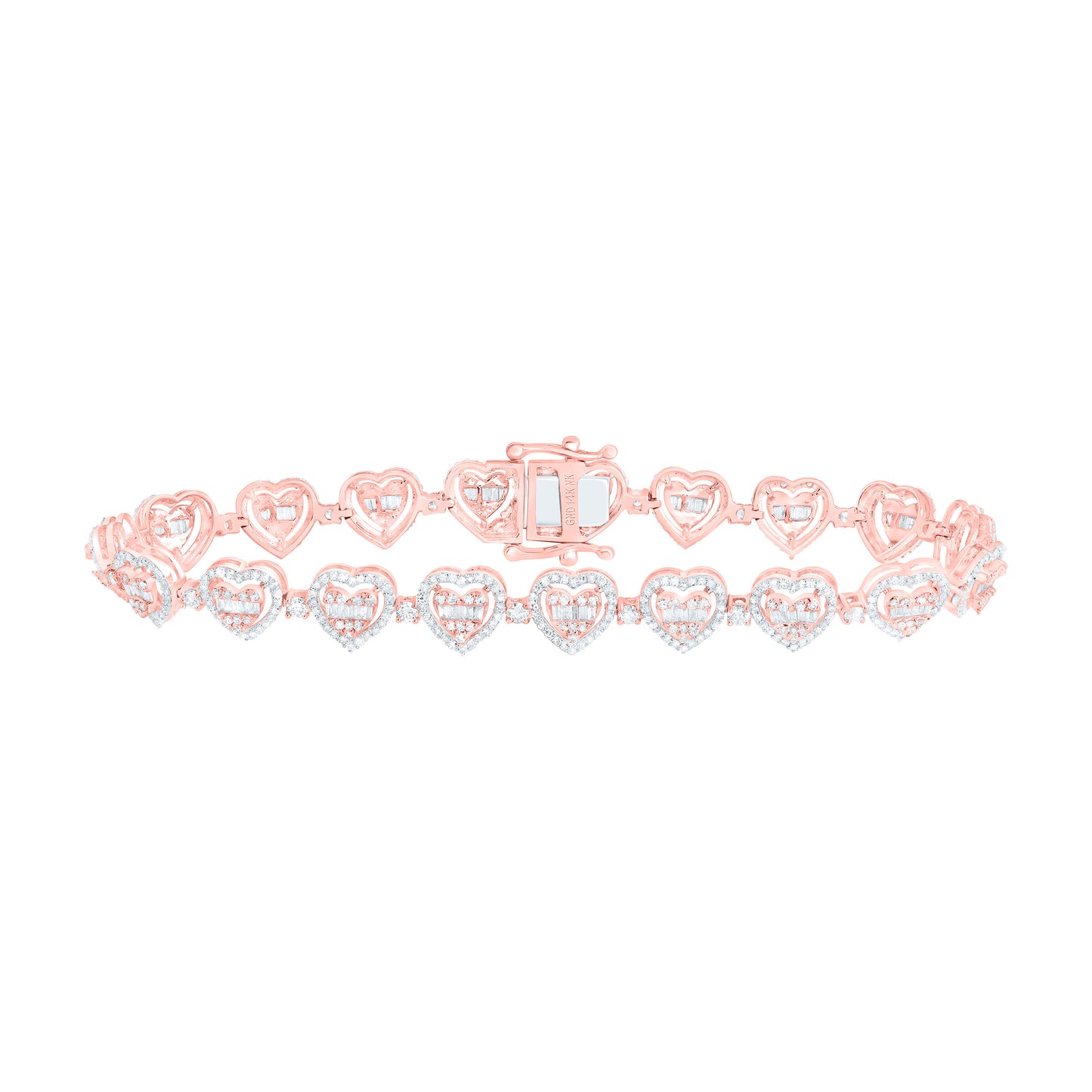 10K Yellow Or White Or Rose Gold 2 7/8Cttw Natural Diamond Fashion (10.50Mm) Heart Bracelet ( 7 Inch )