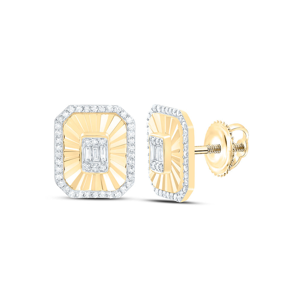 14K Yellow Gold 1/3Ctw Natural Diamond Cn Fashion Emerald Earring
