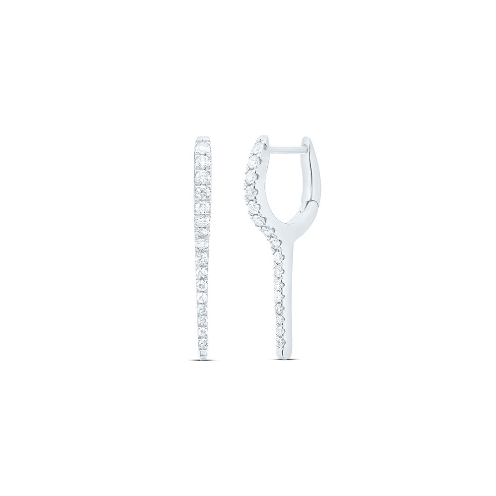10K Yellow Or White Gold 1/3Cttw Natural Diamond Fashion Hoop Earring