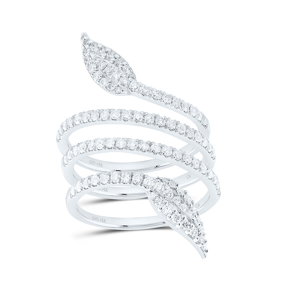 14K White Gold 1Cttw Natural Diamond Fashion Leaf Ring
