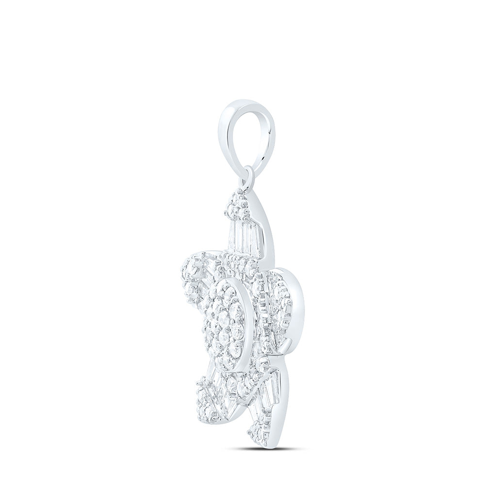 14K Yellow Or White Gold 3/4Cttw Natural Diamond Fashion Flower Pendant