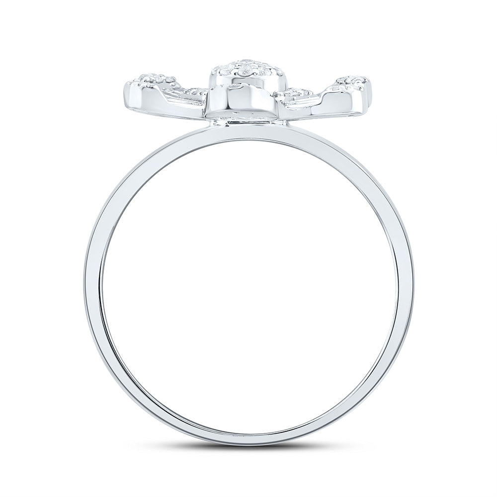 14K White Gold 1/2 Cttw Natural Diamond Ana M Fashion Flower Bridal Anniversary Wedding Engagement Band Ring