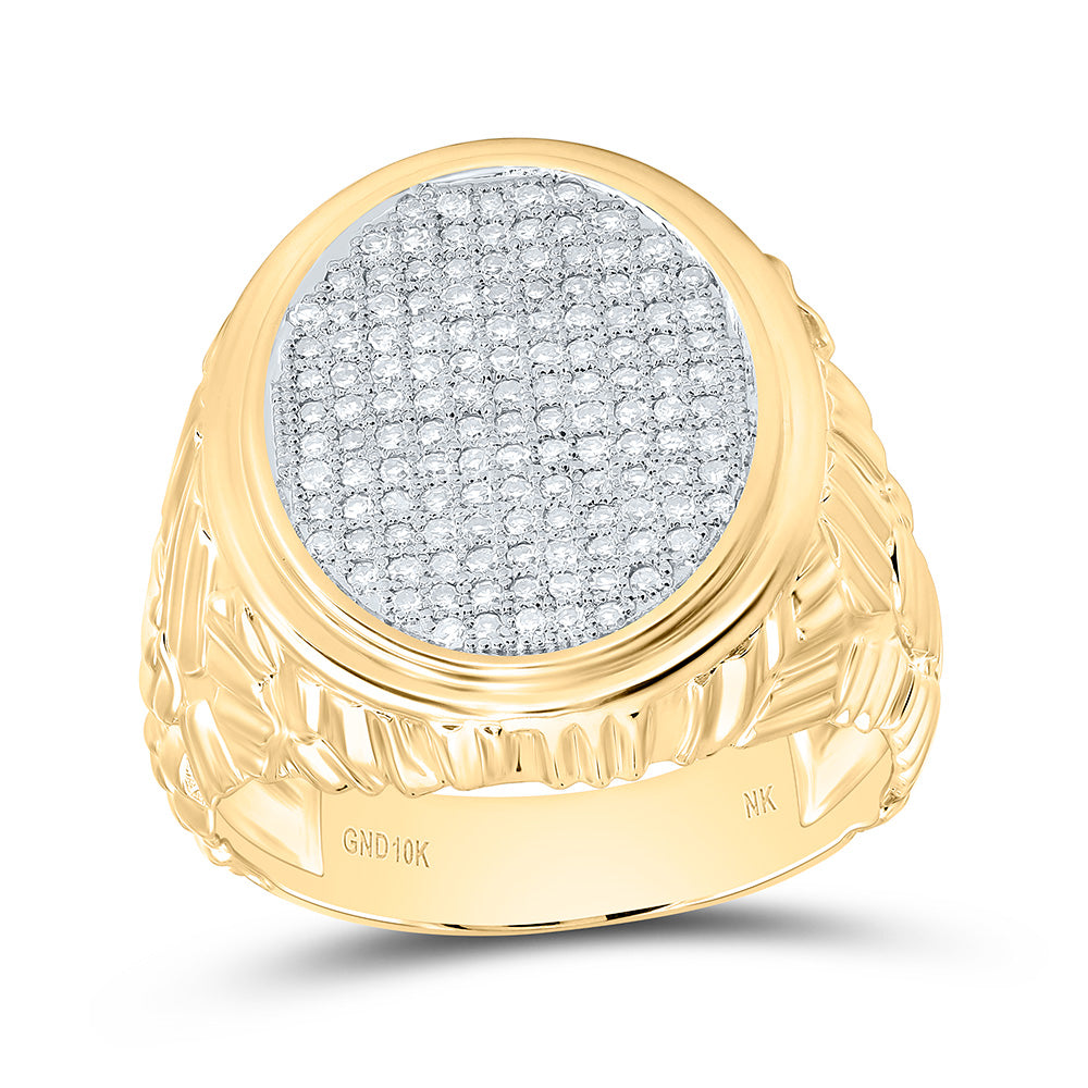 10K Yellow Gold 1/2Cttw Natural Diamond Oval Men'S Ring