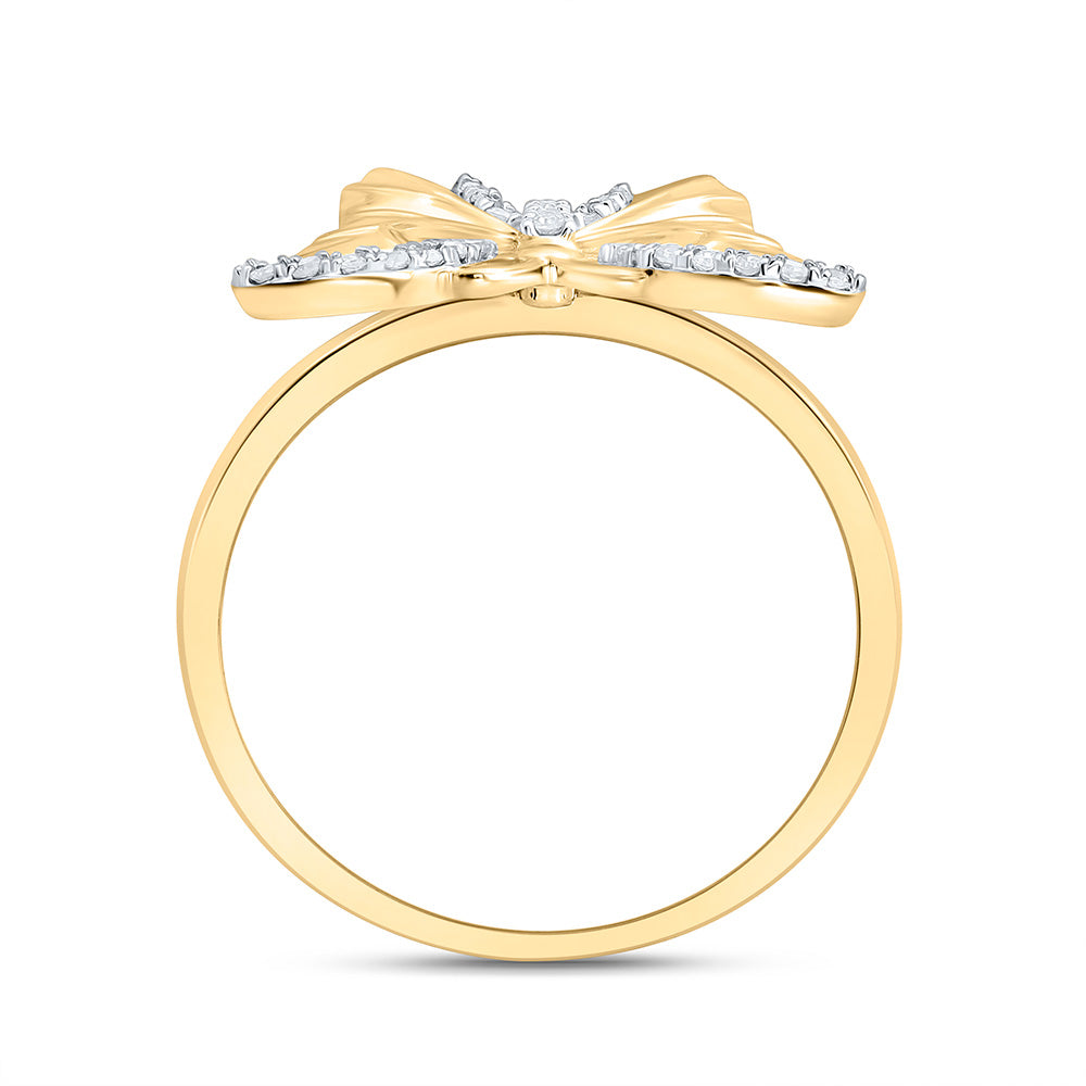 14K Yellow Gold 1/10Cttw Natural Diamond Gift Butterfly Ring