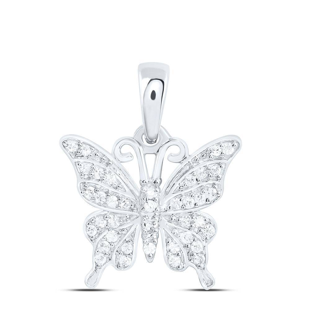 Sterling Silver 1/10Ctw Natural Diamond P1 Gift Butterfly Pendant