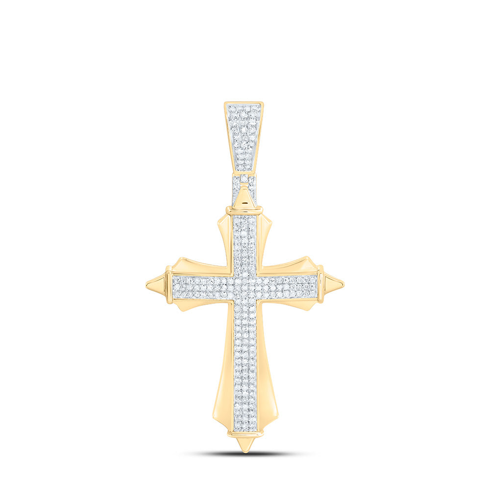 10K Yellow Gold 5/8Cttw Natural Diamond Nk Cross Mens Charm
