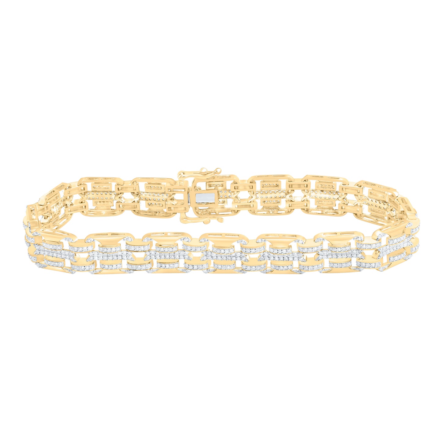 10K Yellow Gold 2 3/8Cttw Natural Diamond Mens Bracelet (8 Inch)